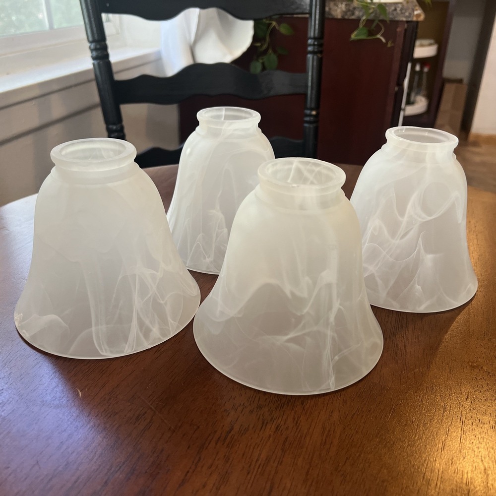 4 Pieces Hampton Bay Ceiling Fan Replacement Globe/Shade - White Marbled Swirl